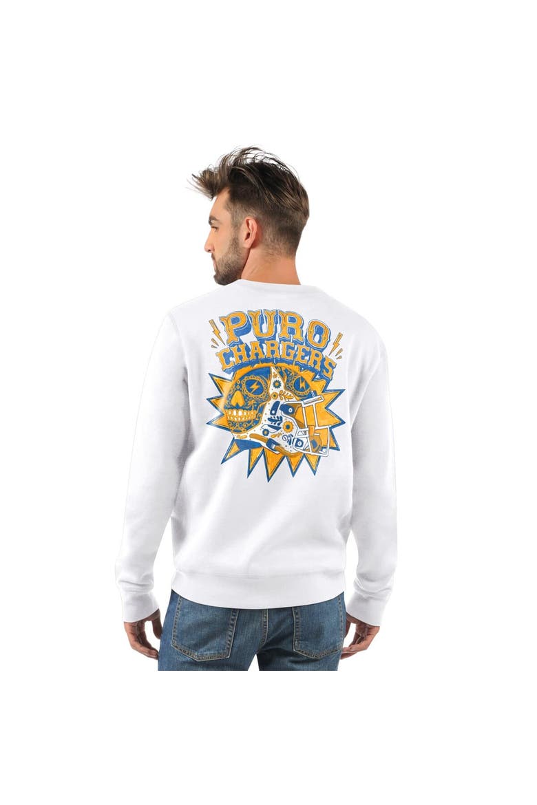 Men's Starter White Los Angeles Chargers Classic Puro Crew Neck Sweatshirt, Alternate, color, White