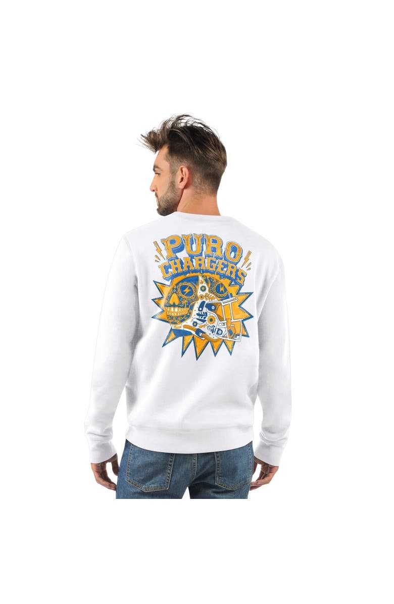 STARTER Men's Starter White Los Angeles Chargers Classic Puro Crew Neck Sweatshirt, Alternate, color, White