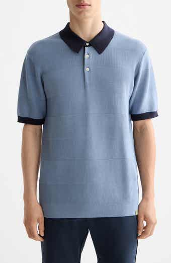 Tonal Stripe Cotton Polo Sweater