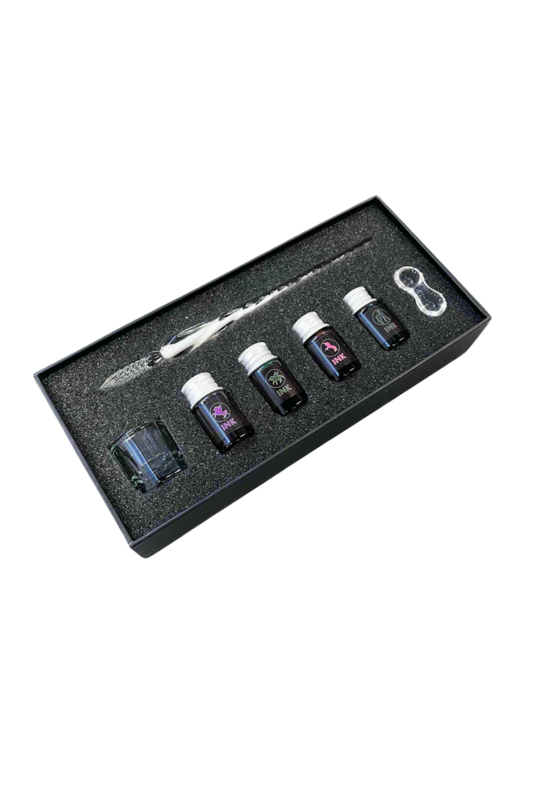 Hand-Blown Glass Dip Pen Set - Elegant Calligraphy & Writing, Main, color, Black