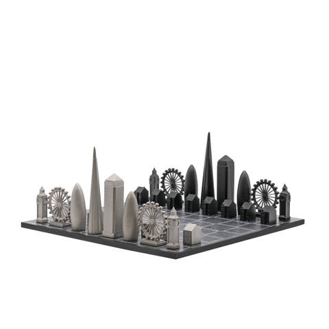 Chess Set Stainless Steel LONDON with London Map Board
