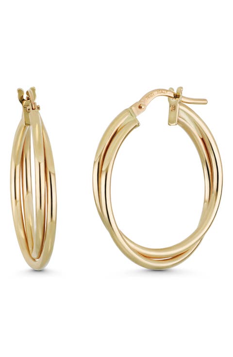 14K Gold Twisted Hoop Earrings
