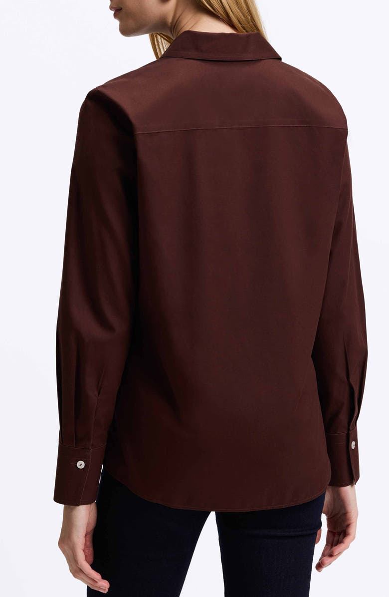 Foxcroft Mary Non-Iron Cotton Oxford Button-Up Shirt, Alternate, color, Chicory Coffee