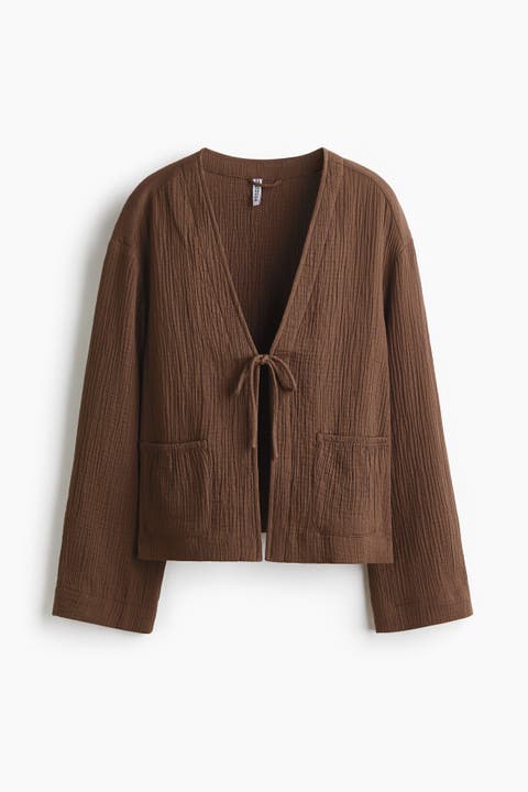 Tie-front muslin jacket