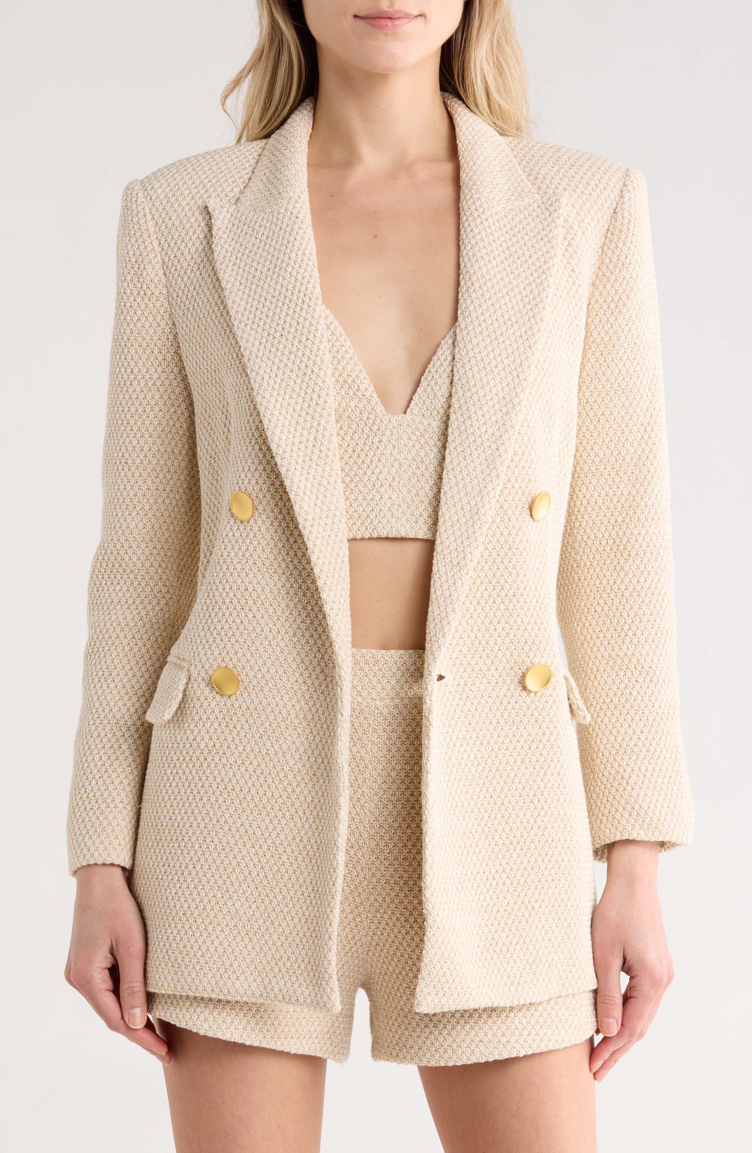 L'AGENCE Riva Double Breasted Knit Blazer