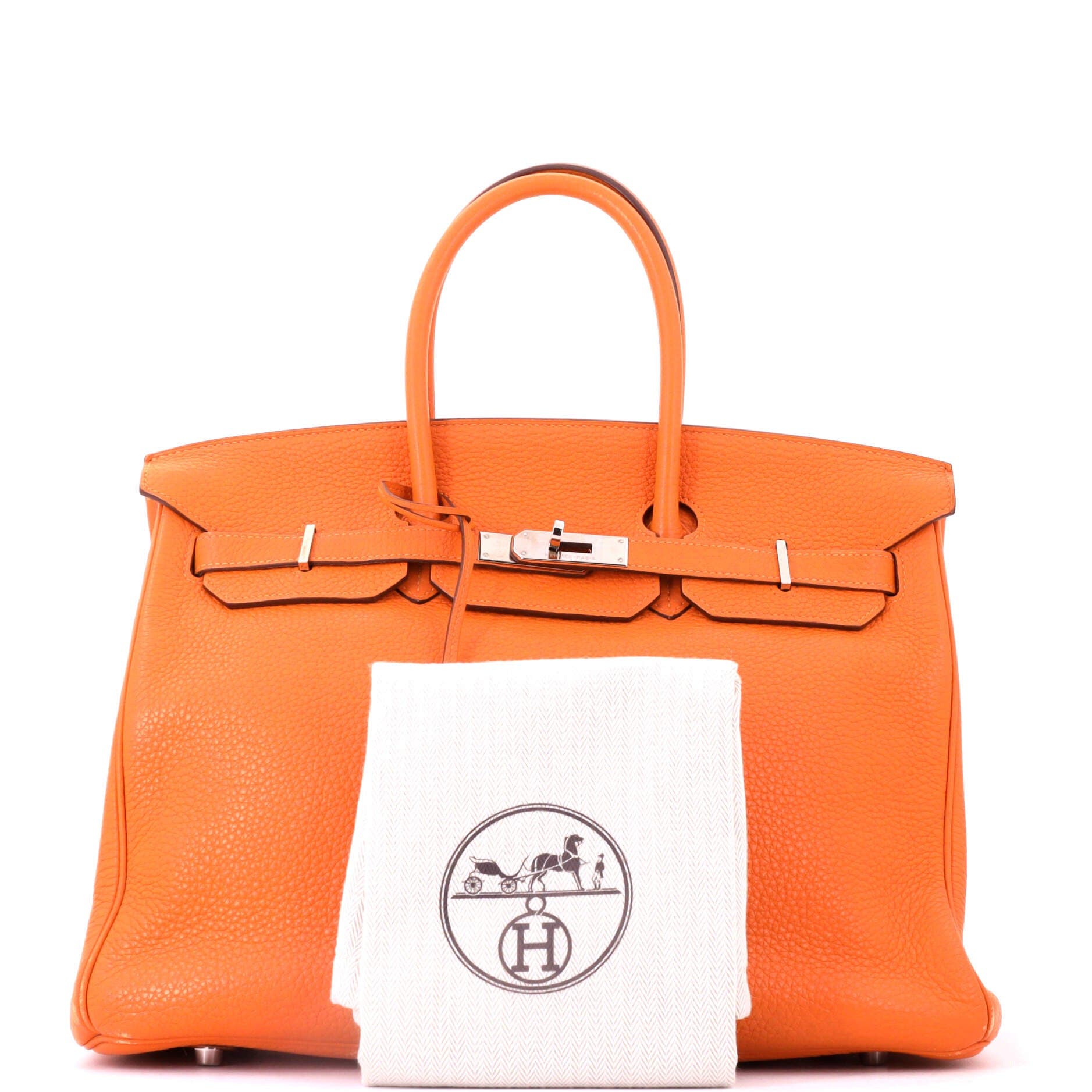 Pre-Owned Hermes Birkin Handbag Orange Clemence with Palladium Hardware 35, Alternate, color, Orange H