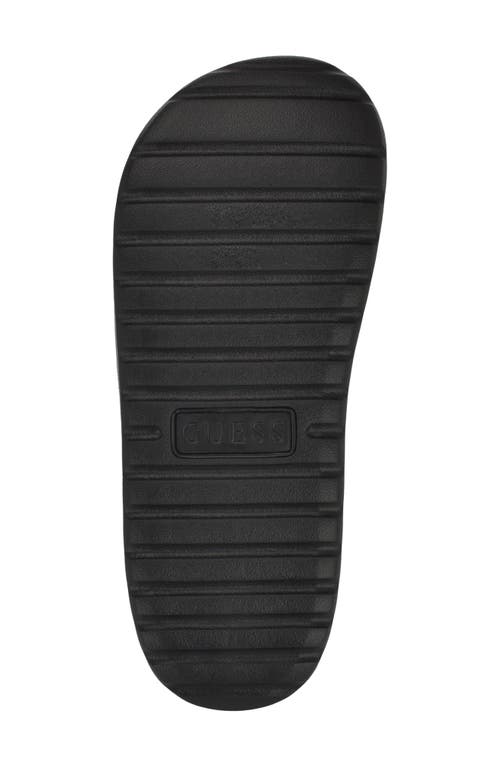 Guess Margaria Slide Sandal In Dark Grey Logo Multi