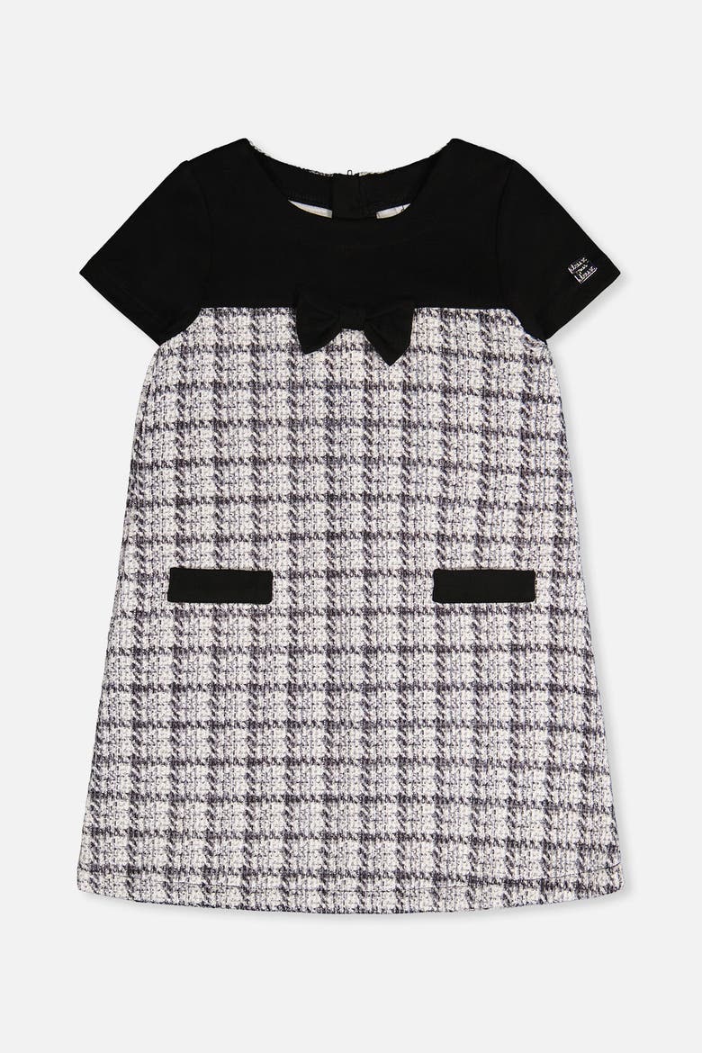 Plaid Milano Jacquard Sleeveless A-Line Knitwear Dress, Main, color, Black and White Knitwear