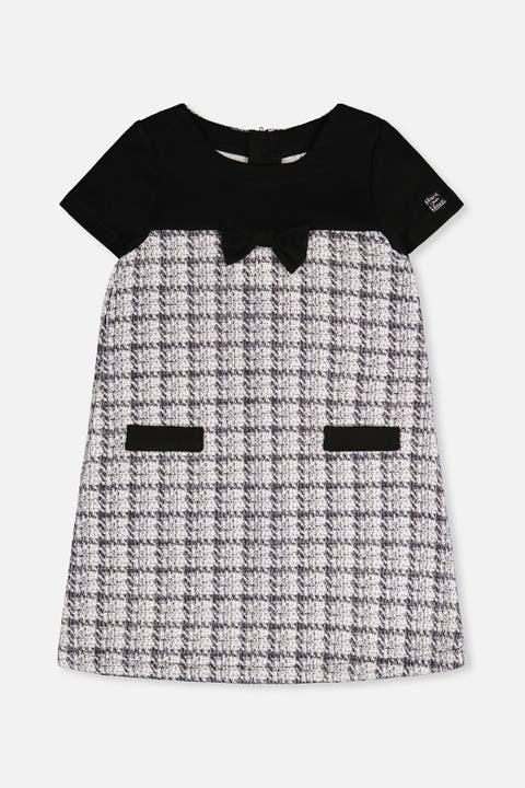 Plaid Milano Jacquard Sleeveless A-Line Knitwear Dress