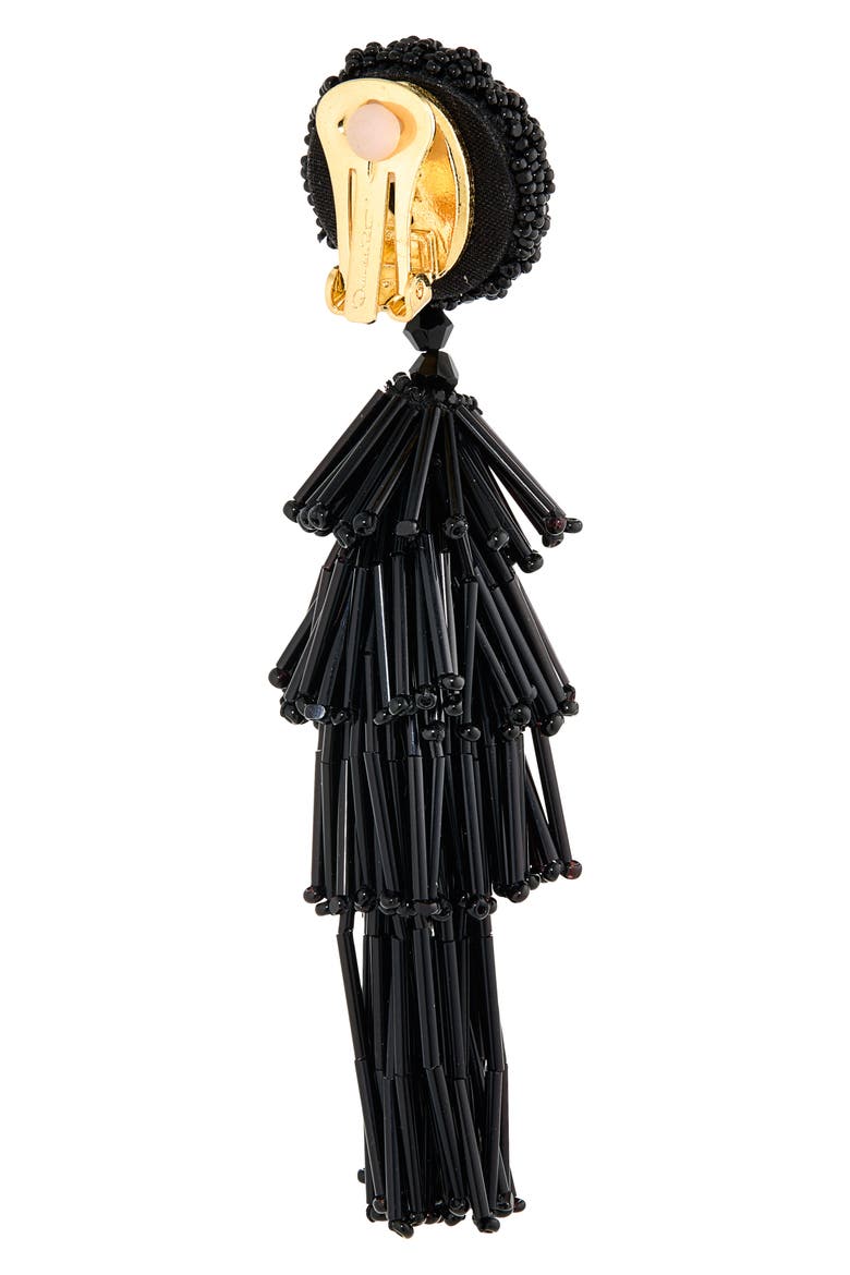Fringe Tassel Clip-On Earrings, Alternate, color, BLACK