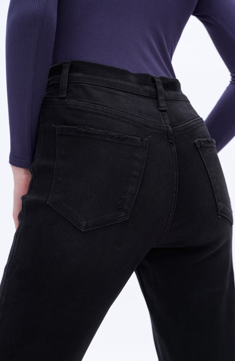 Bayeas Distressed High Waist Ankle Straight Leg Jeans, Alternate, color, Black