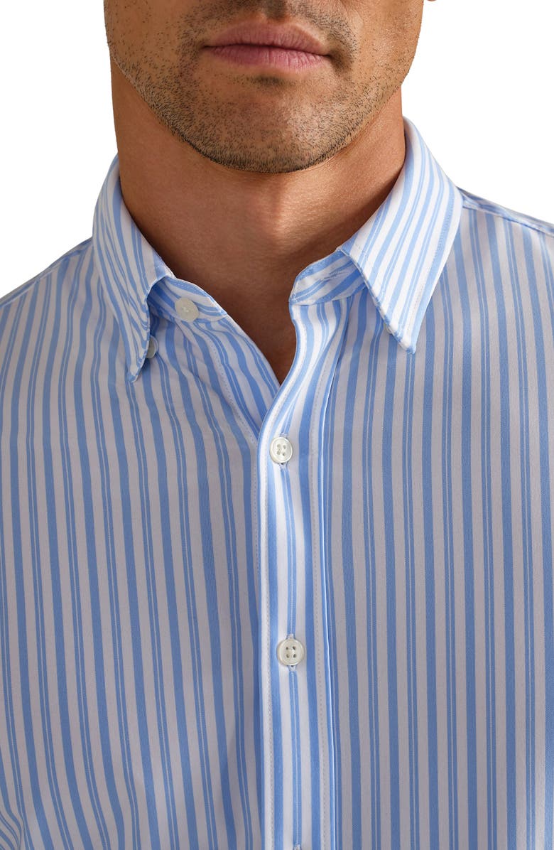 Rhone Commuter Slim Fit Stripe Performance Button-Up Shirt, Alternate, color, Light Blue/ White Stripe