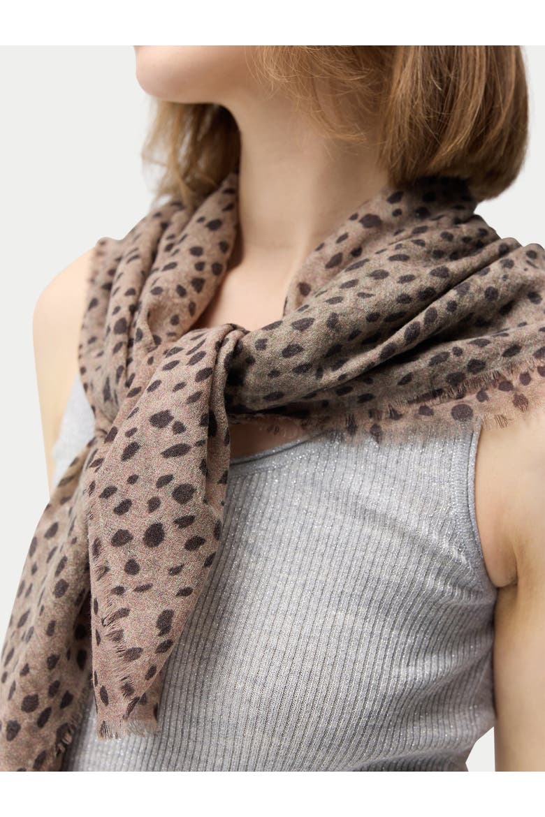 Rope Knot Printed Cashmere Shawl, Alternate, color, white