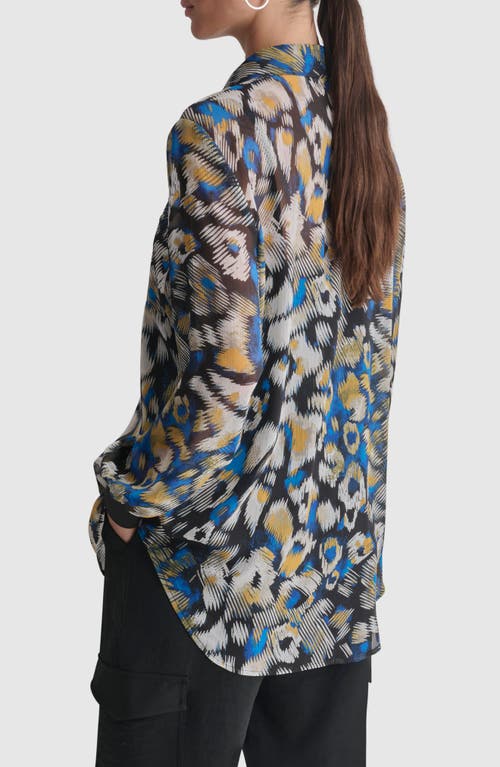 DKNY DKNY FLORAL PRINT LONG SLEEVE CHIFFON SHIRT