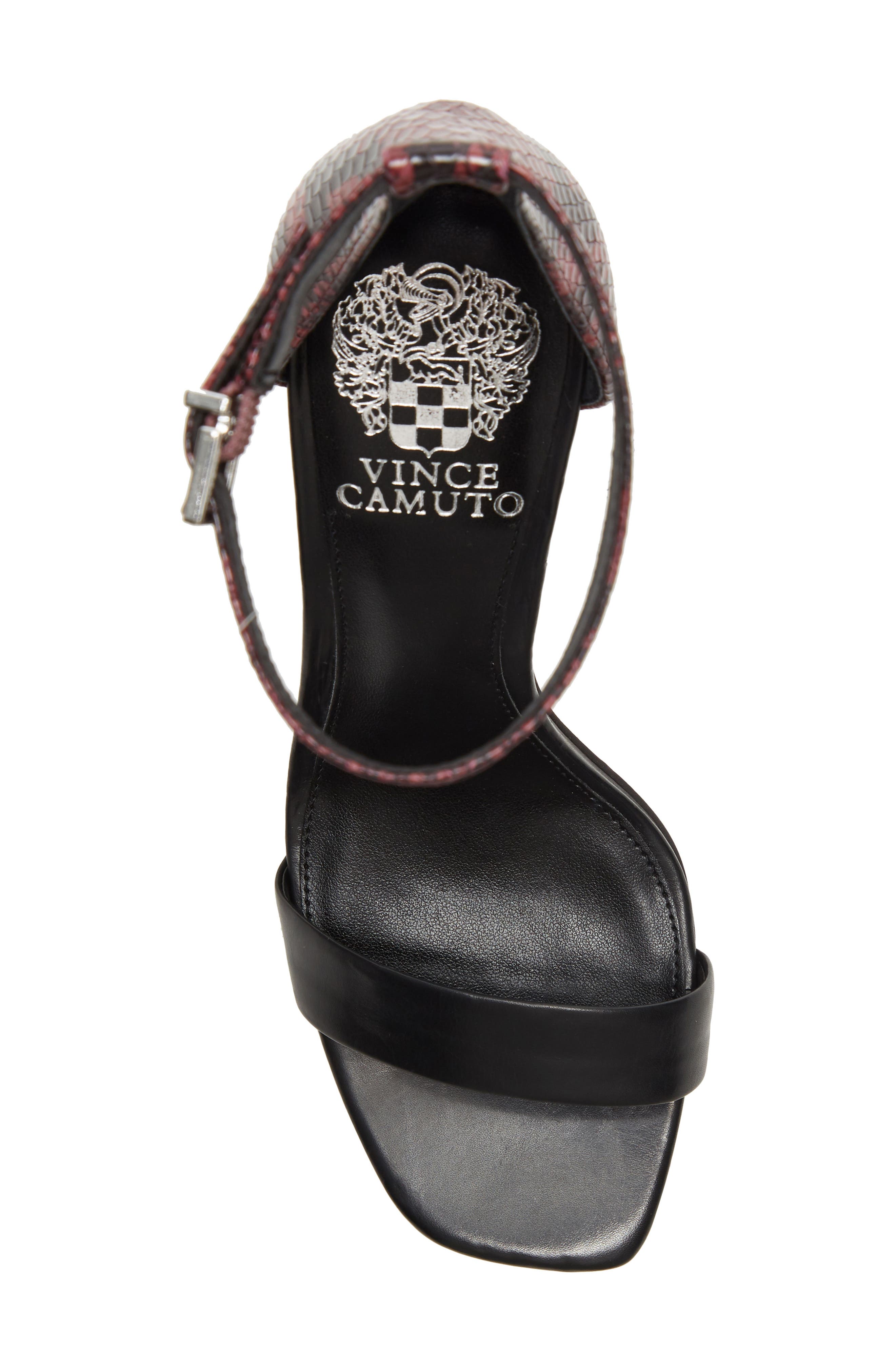 Lauralie Ankle Strap Sandal, Alternate, color, BLACK, DARK RED LEATHER