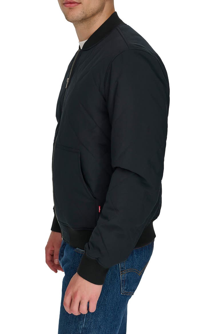 Quilted Bomber Jacket, Alternate, color, BLACK