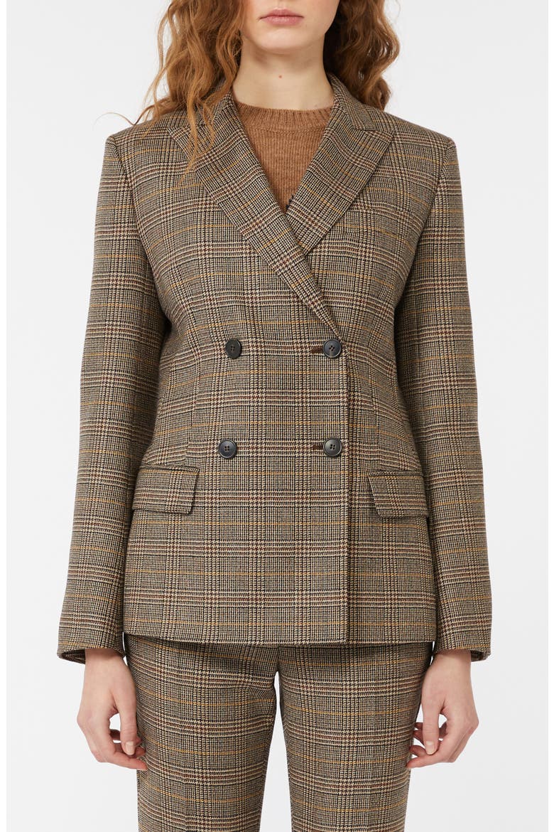 Giove Plaid Double Breasted Blazer, Main, color, CHOCOLATE