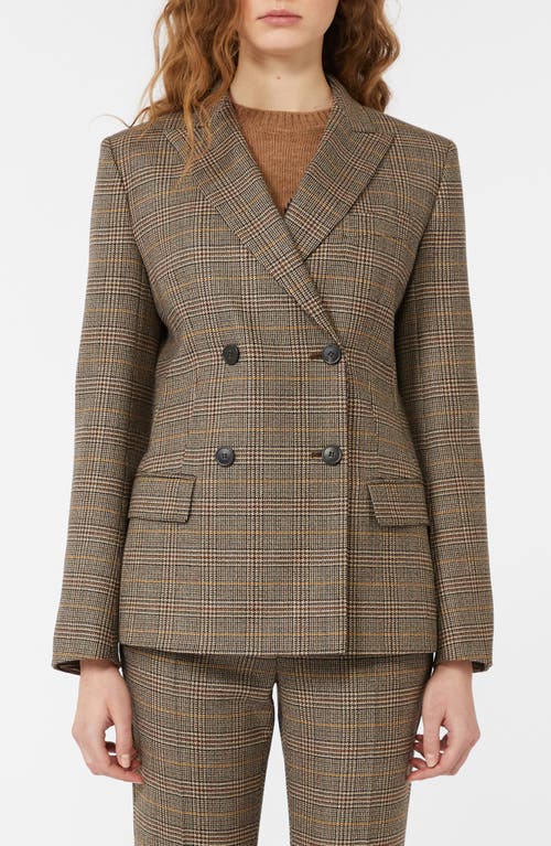 Weekend Max Mara Giove Plaid Double Breasted Blazer In Brown