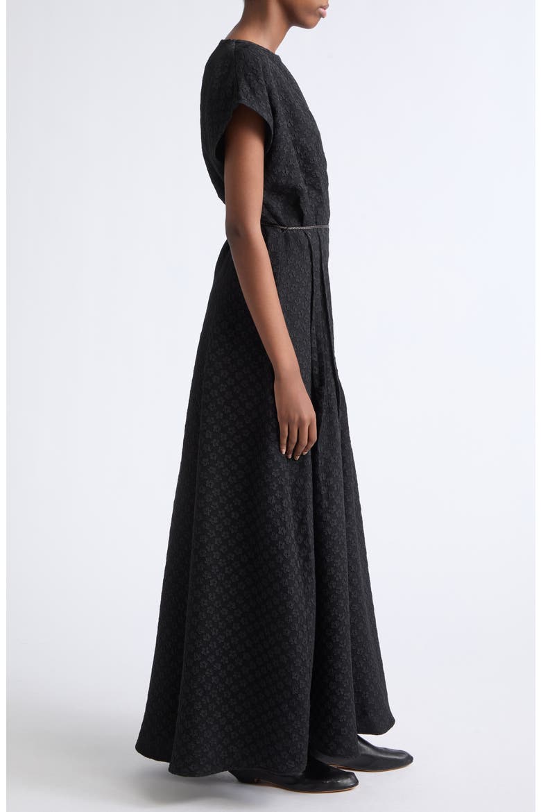 Floral Embossed Jacquard Maxi Dress, Alternate, color, BLACK