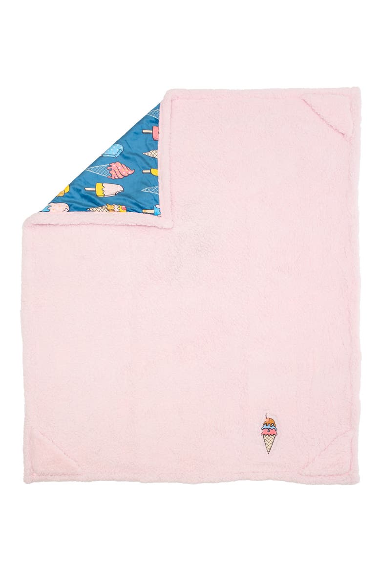 Ice Cream Reversible Fleece Baby Blanket, Alternate, color, BALLET PINK