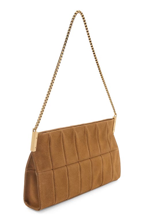 Mango Quilted Suede Shoulder Bag In Medium Brown