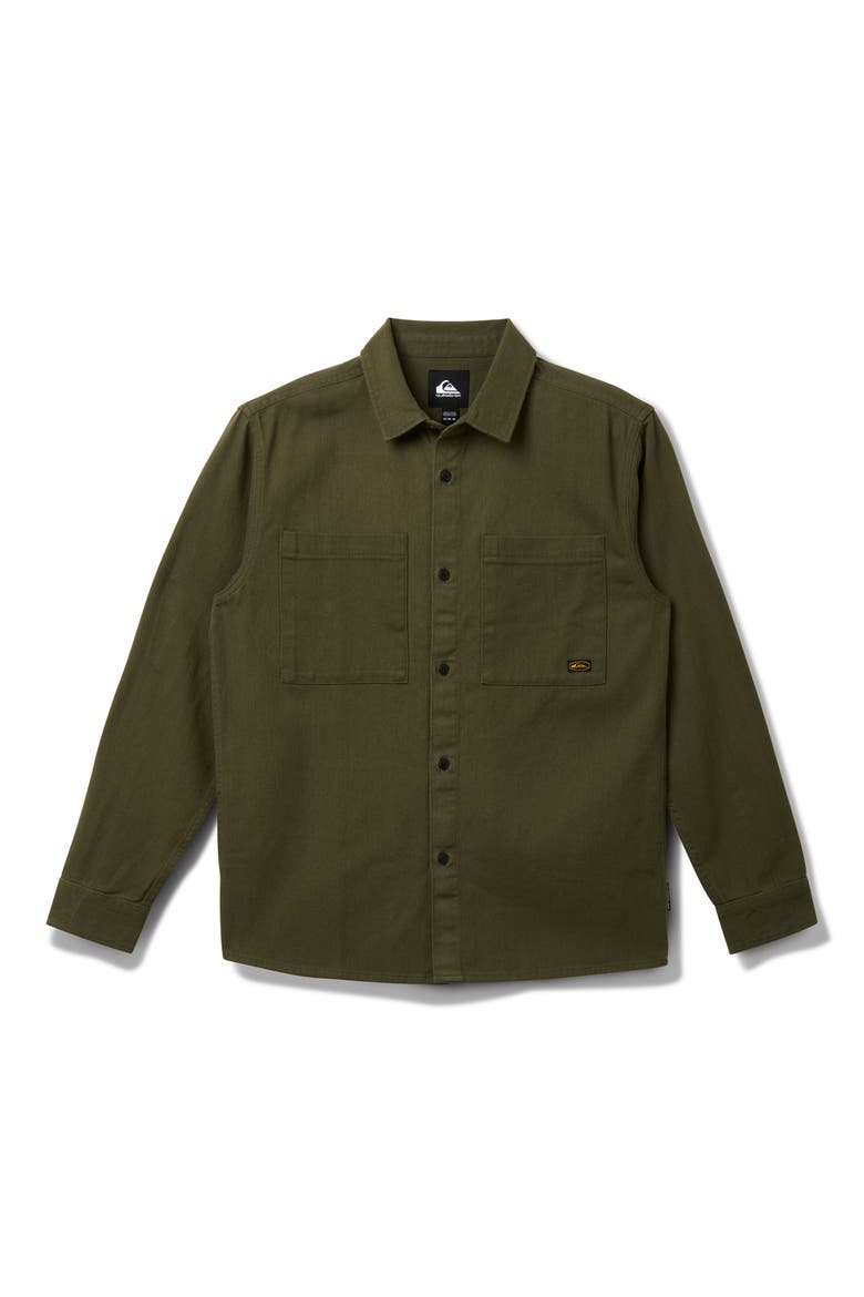 Herson Cotton Twill Button-Up Overshirt, Main, color, GRAPE LEAF