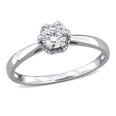 Lab-Grown Diamond Floral Solitaire Ring 14k