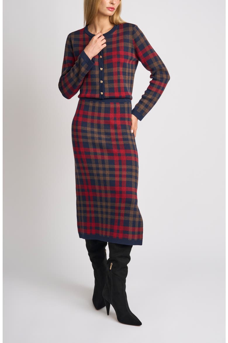 Addison Plaid Jacquard Midi Skirt, Alternate, color, INDIGO NIGHT