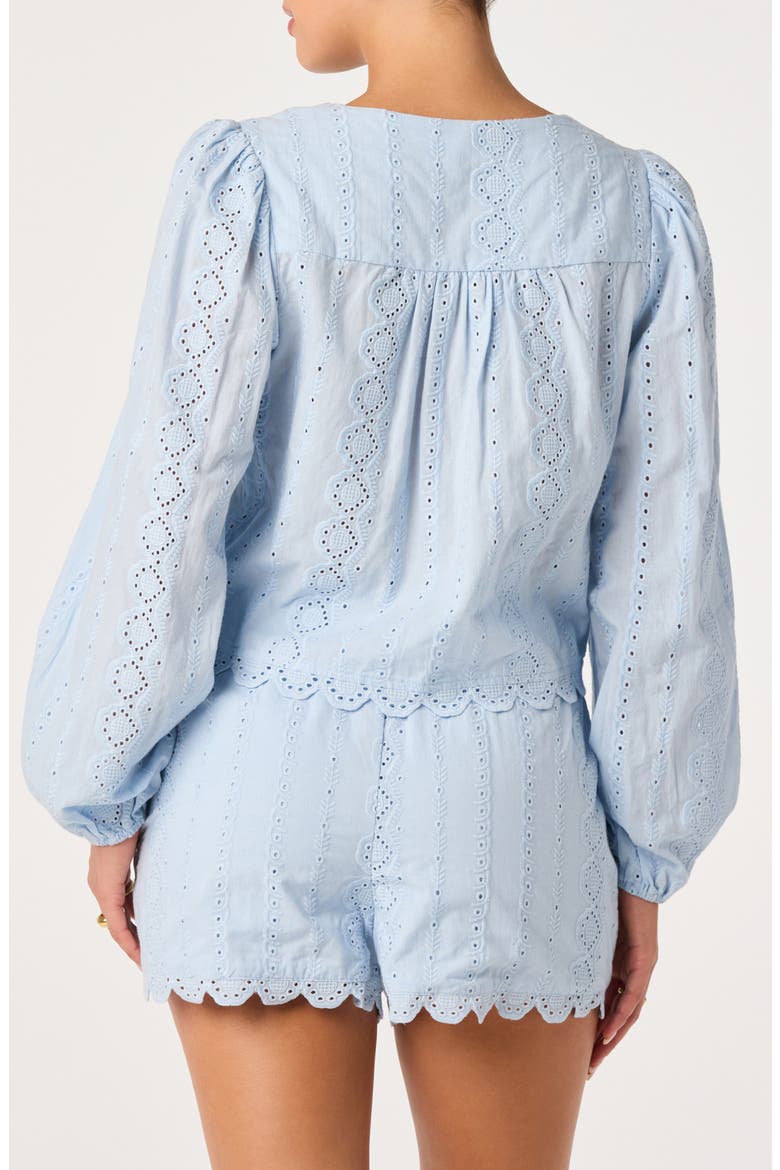 Leah Tie Front Eyelet Top, Alternate, color, LIGHT BLUE