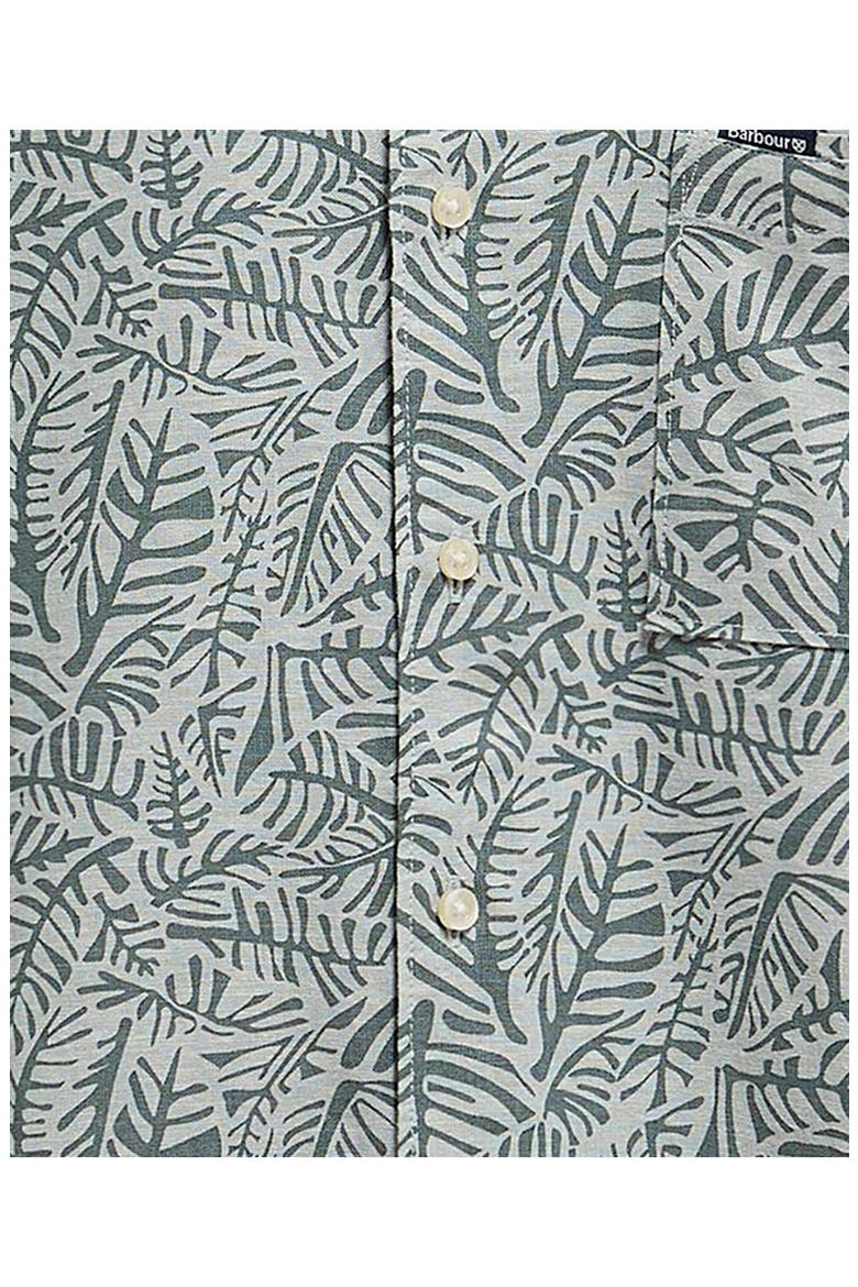Dearham Leaf Print Short Sleeve Linen & Cotton Button-Up Shirt, Alternate, color, DUSTY SLATE