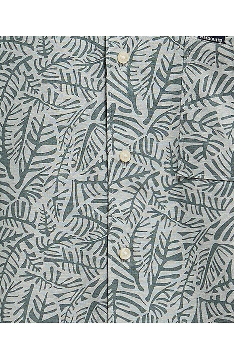 Barbour Dearham Leaf Print Short Sleeve Linen & Cotton Button-Up Shirt, Alternate, color, Dusty Slate