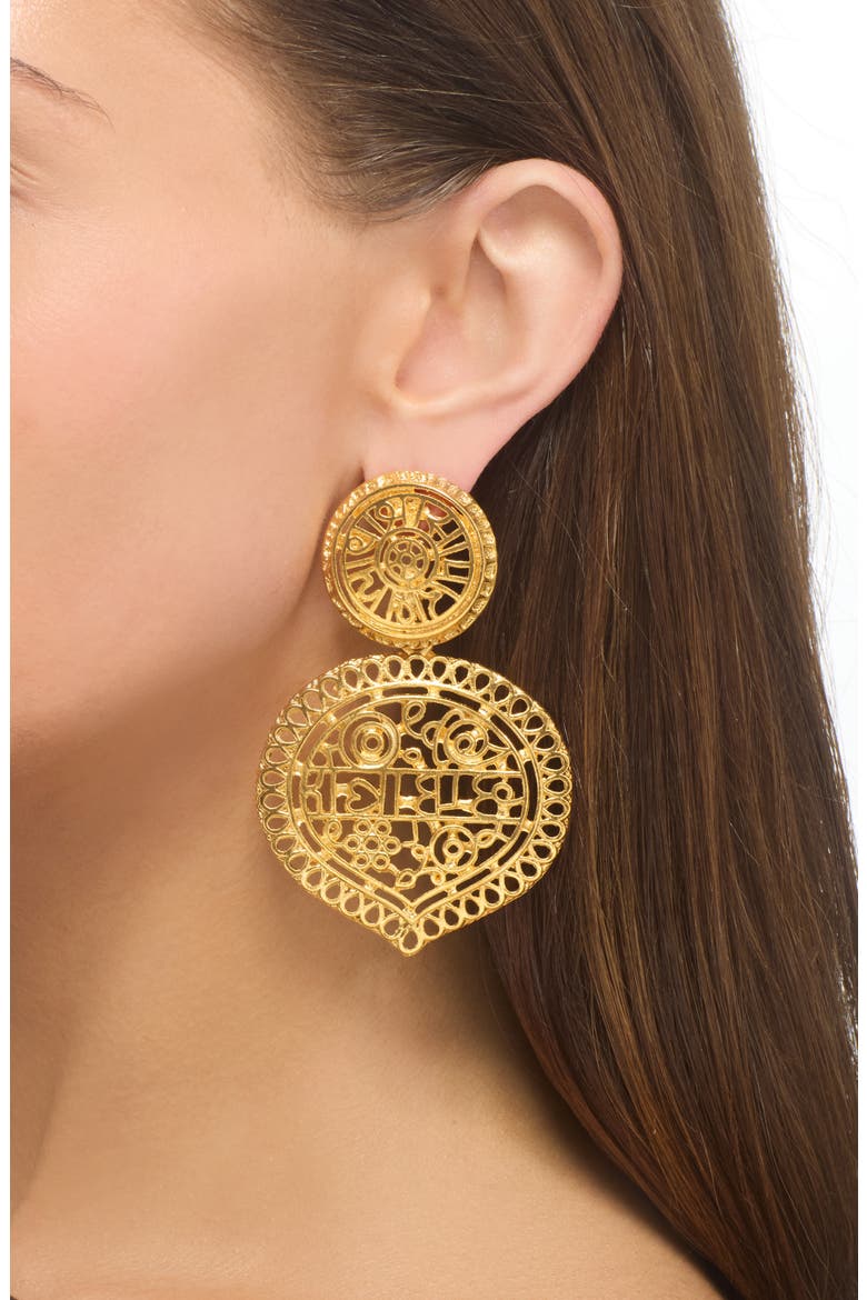 Golden Filigree Drop Earrings, Alternate, color, GOLD