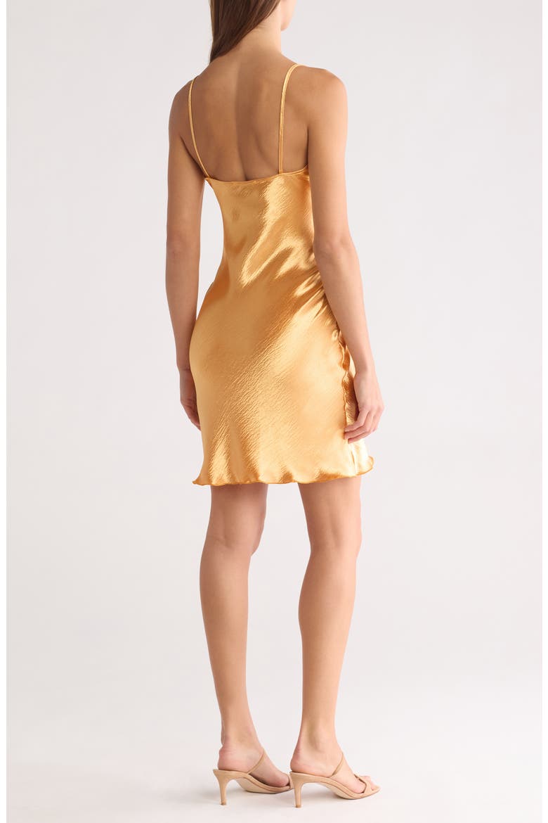 Cowl Neck Hammered Satin Dress, Alternate, color, GOLD