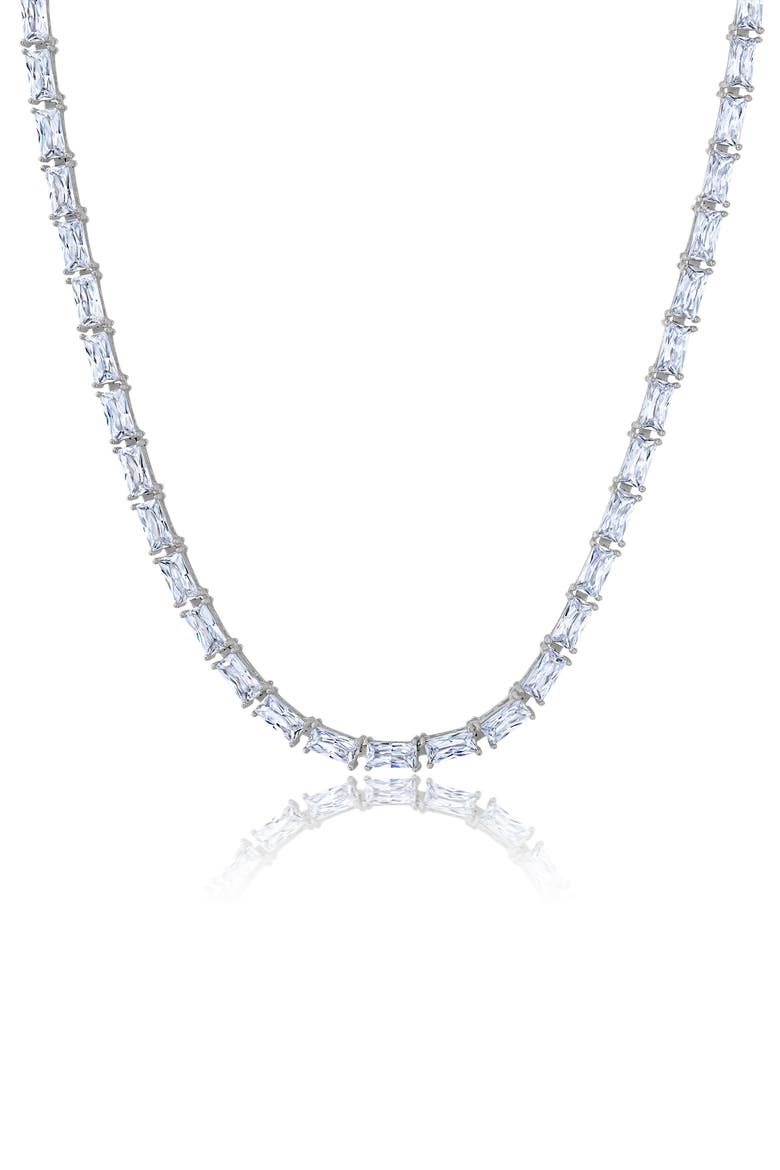 Baguette Cut Cubic Zirconia Tennis Necklace, Main, color, SILVER
