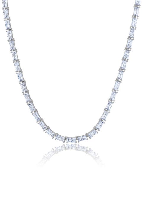 Baguette Cut Cubic Zirconia Tennis Necklace