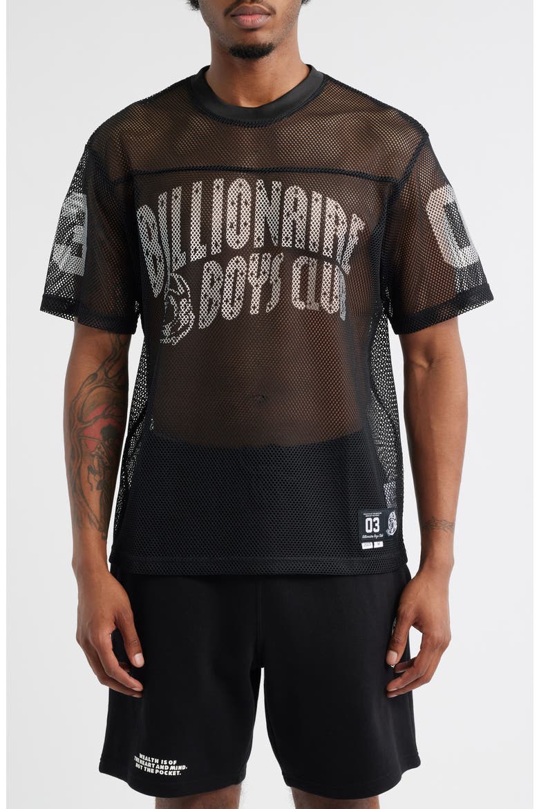 BB Varsity Mesh Football T-Shirt, Main, color, BLACK