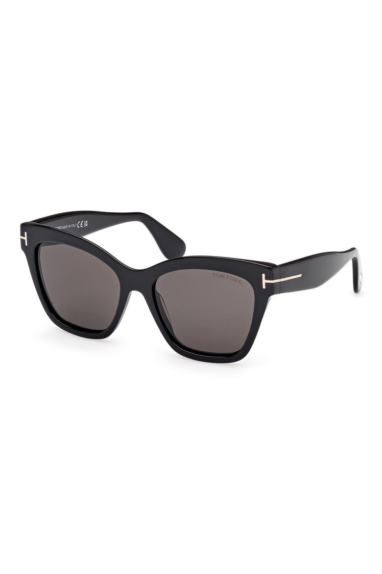 Elvira 55mm Butterfly Sunglasses, Alternate, color, SHINY BLACK / SMOKE