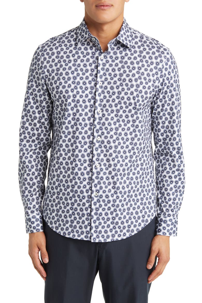 James OoohCotton® Abstract Print Button-Up Shirt, Main, color, CHALK