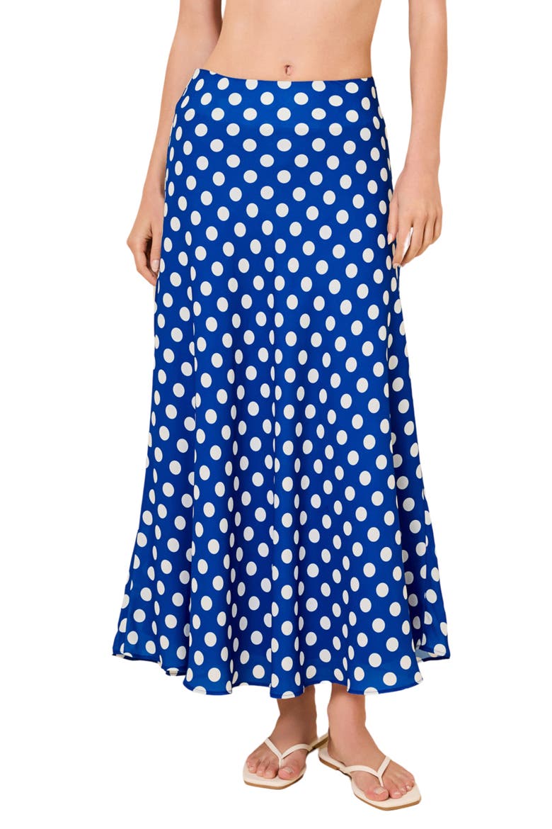 The Selma Dot Maxi Skirt, Main, color, OLYMPIAN BLUE POLKA DOT
