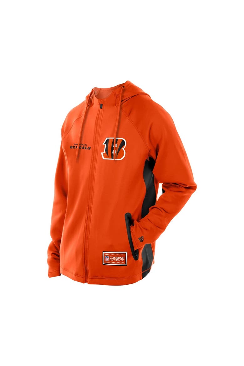 Men's New Era  Orange Cincinnati Bengals Combine Authentic Raglan Scuba Full-Zip Hoodie, Alternate, color, Orange