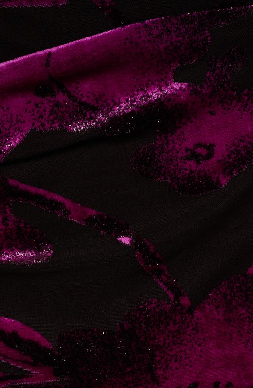 Adrianna Papell Long Sleeve Velvet Dress In Purple