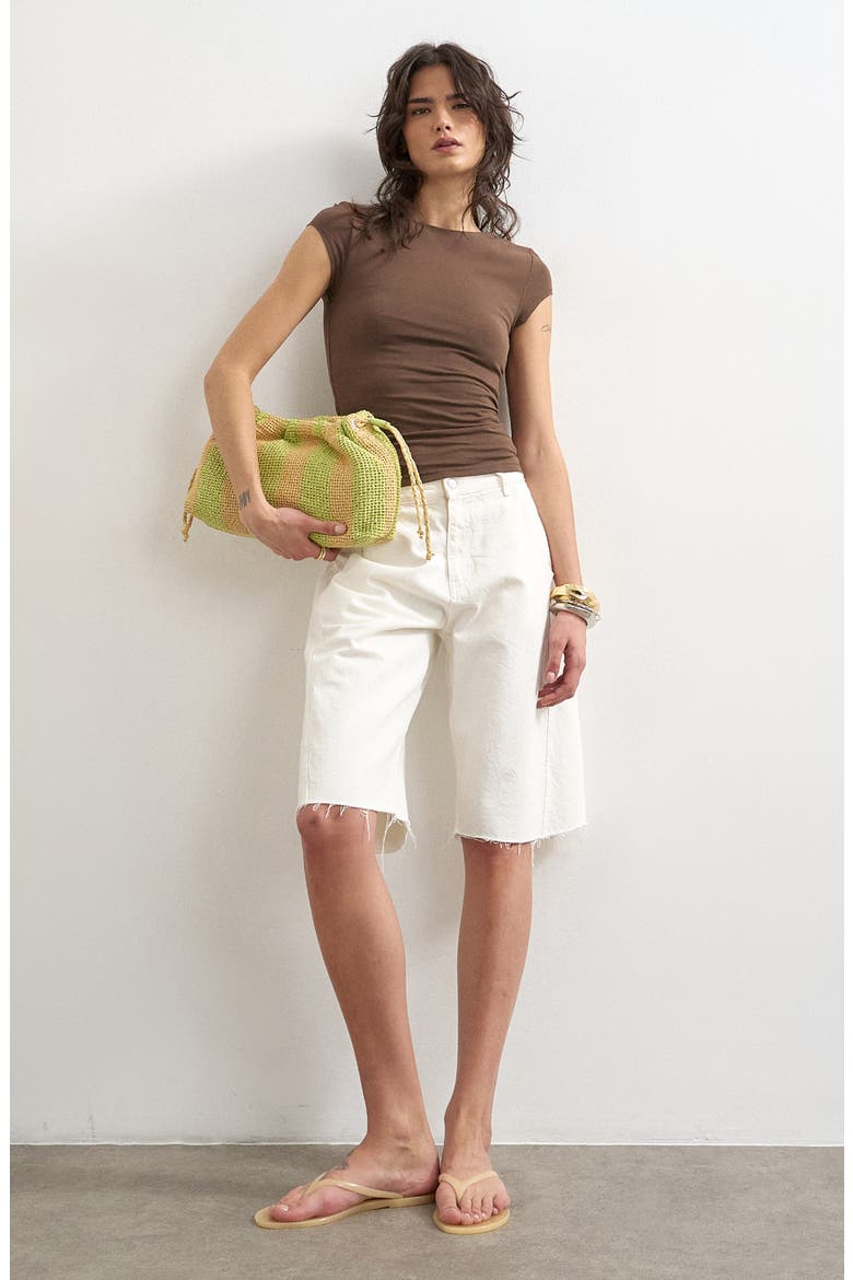 Faced Short Sleeve Top, Alternate, color, BROWN