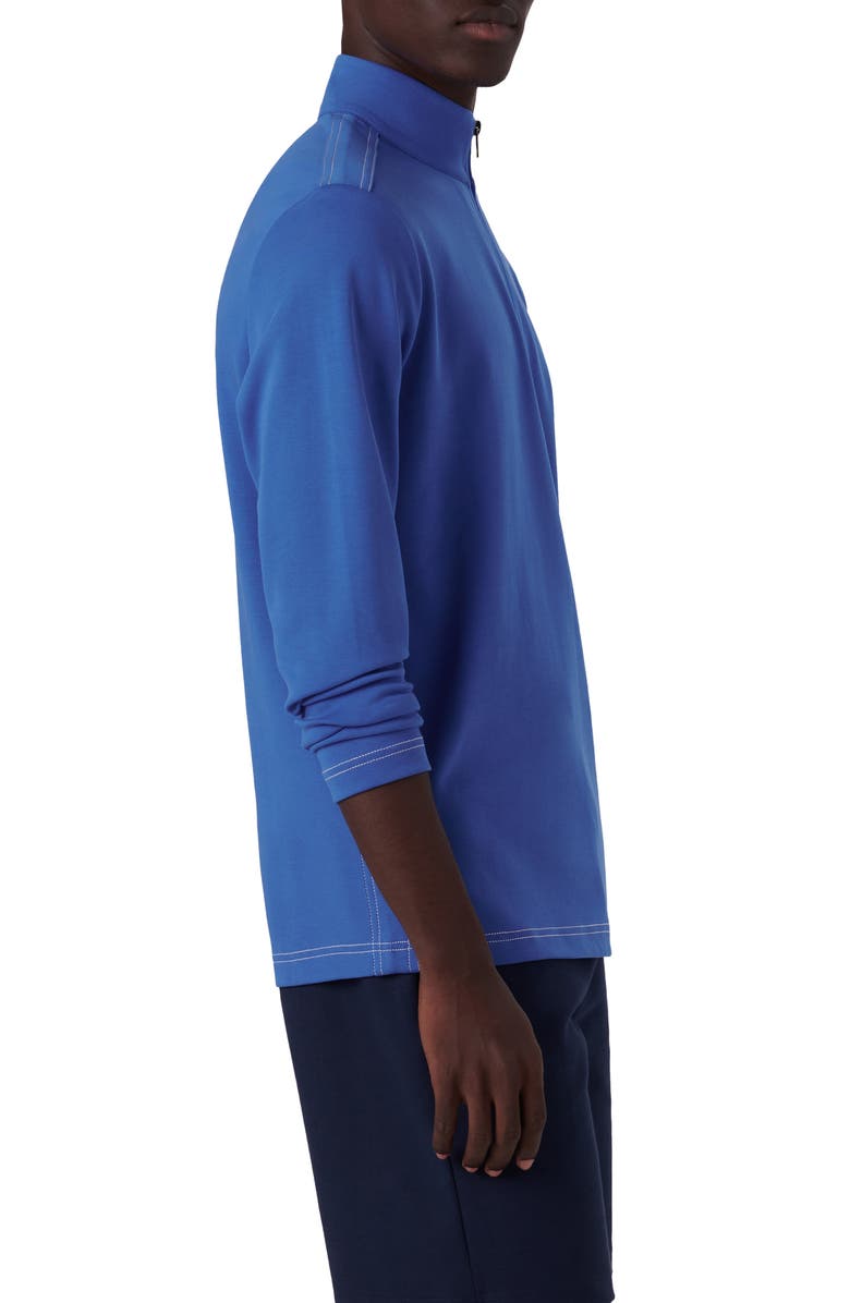 Bugatchi Quarter Zip Knit Pullover, Alternate, color, Classic Blue