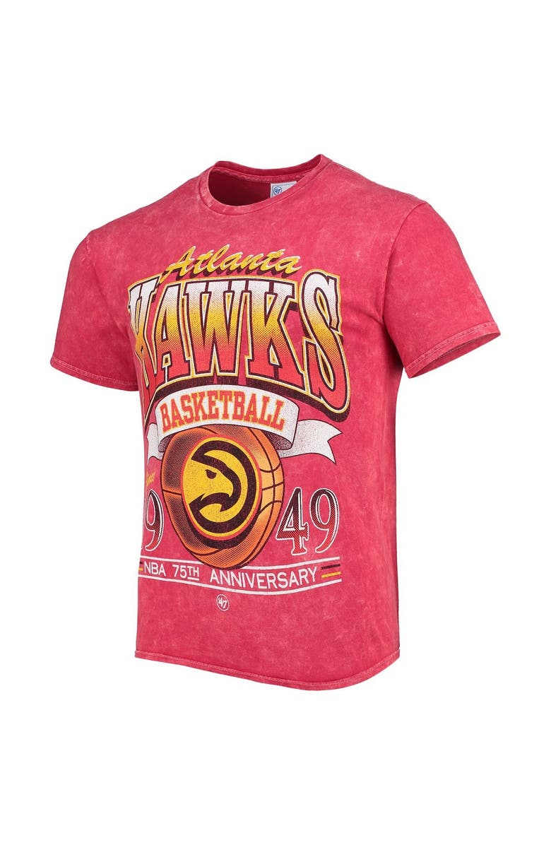 '47 Men's '47 Red Atlanta Hawks 75th Anniversary City Edition Mineral Wash Vintage Tubular T-Shirt, Alternate, color, 