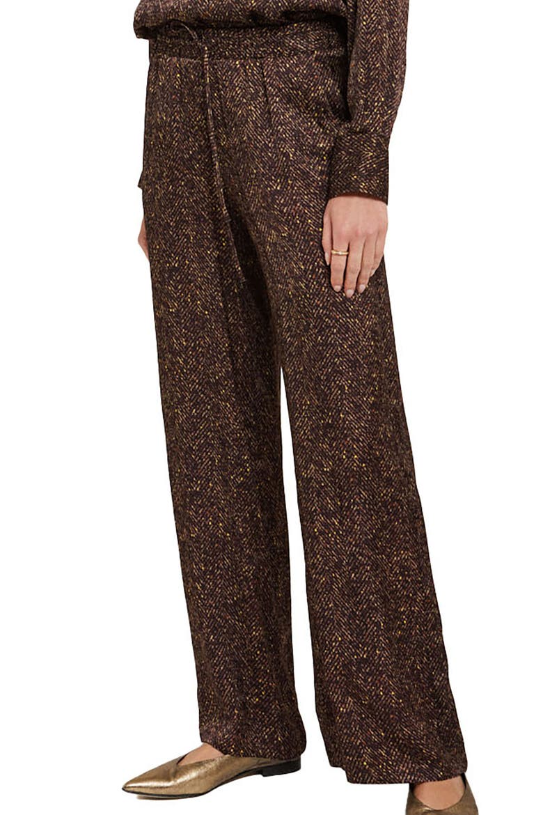 Printed Viscose Palazzo Trousers, Main, color, Brown