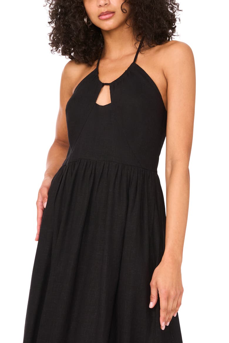 Keyhole Halter Maxi Dress, Alternate, color, RICH BLACK