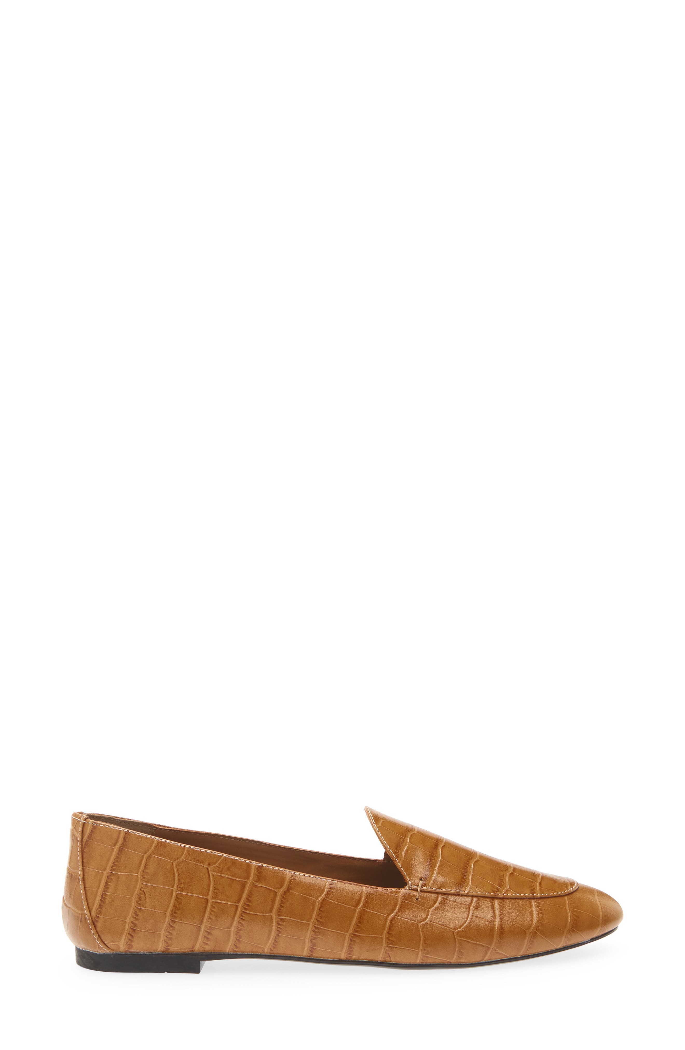 Croc Embossed Leather Loafer, Alternate, color, COGNAC