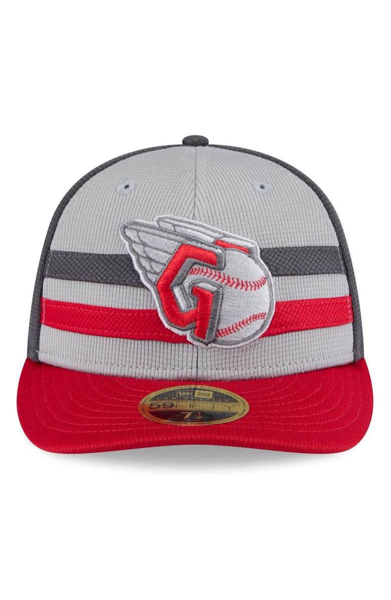 New Era Men's New Era  Gray/Red Cleveland Guardians 2025 Batting Practice Low Profile 59FIFTY Fitted Hat, Alternate, color, 