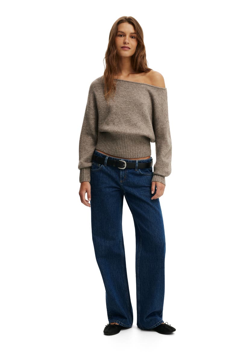 Women's Softest Luxe Off Shoulder Knit, Alternate, color, Acorn Marle