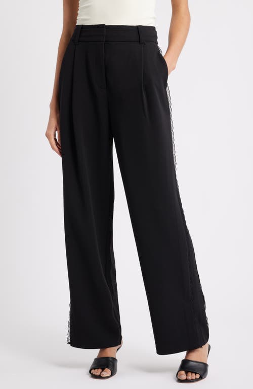 Wit & Wisdom Ultra Skyrise Lace Trim Straight Leg Pant In Black